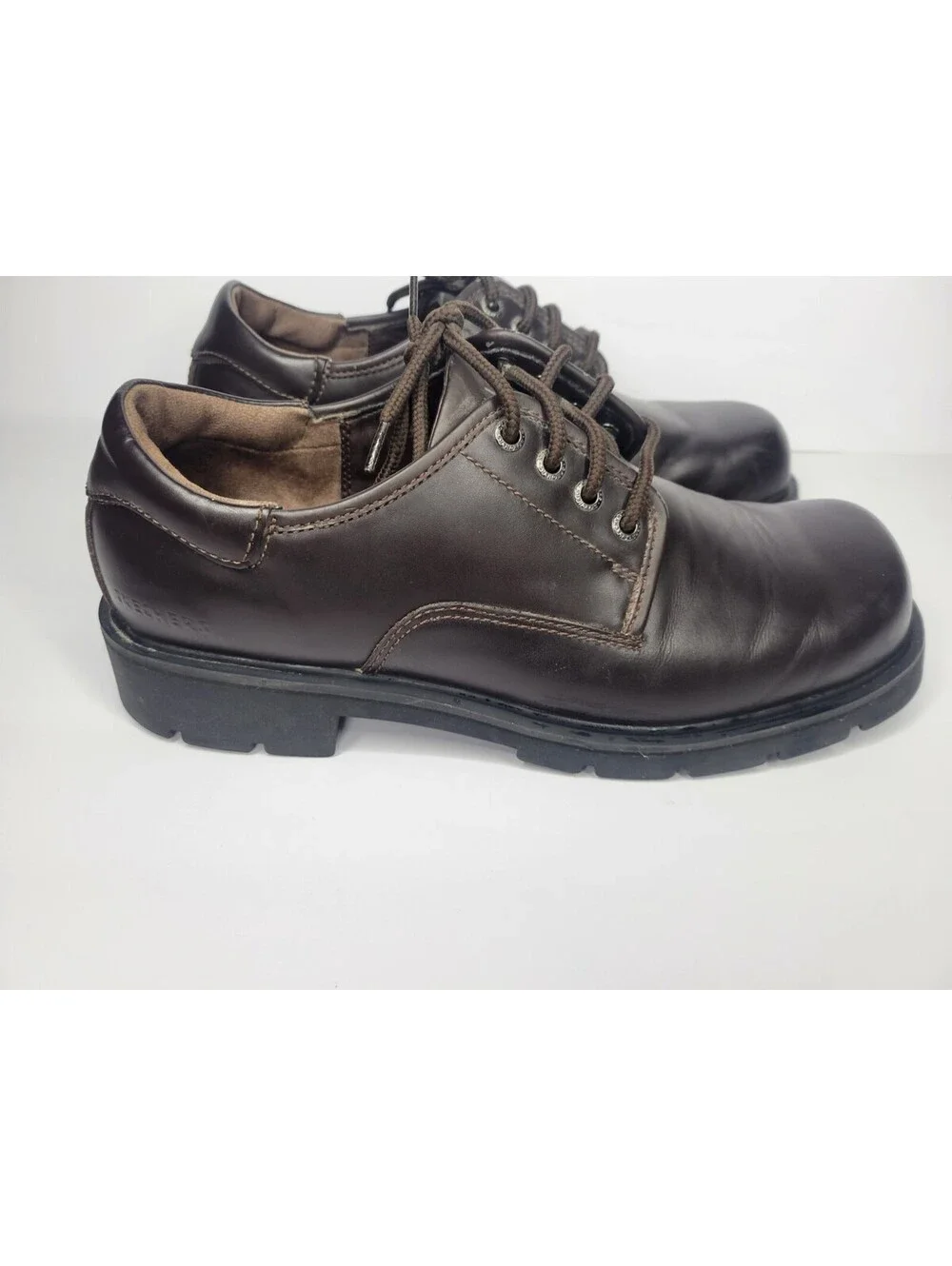 Skechers Mens Vintage Chunky Boots Chocolate Leather Size 10.5 ~ SN6975